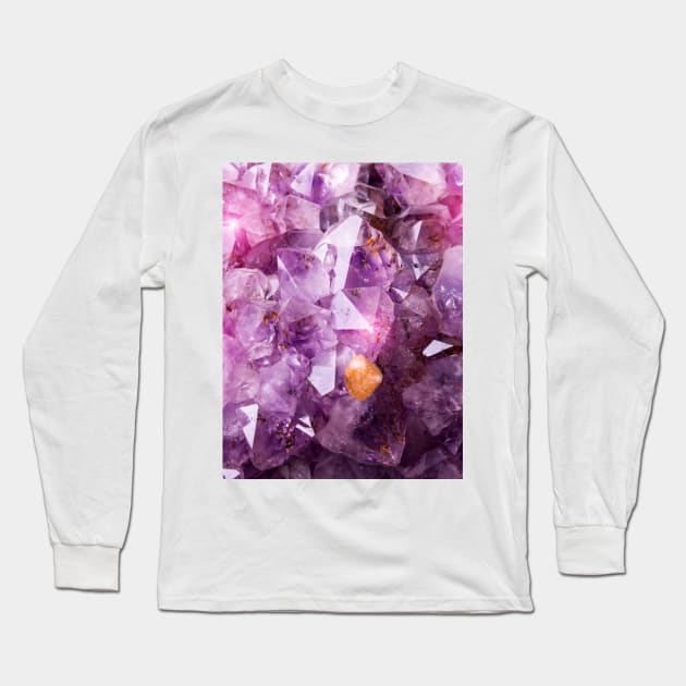 Purple Amethyst Crystal Long Sleeve T-Shirt by NewburyBoutique